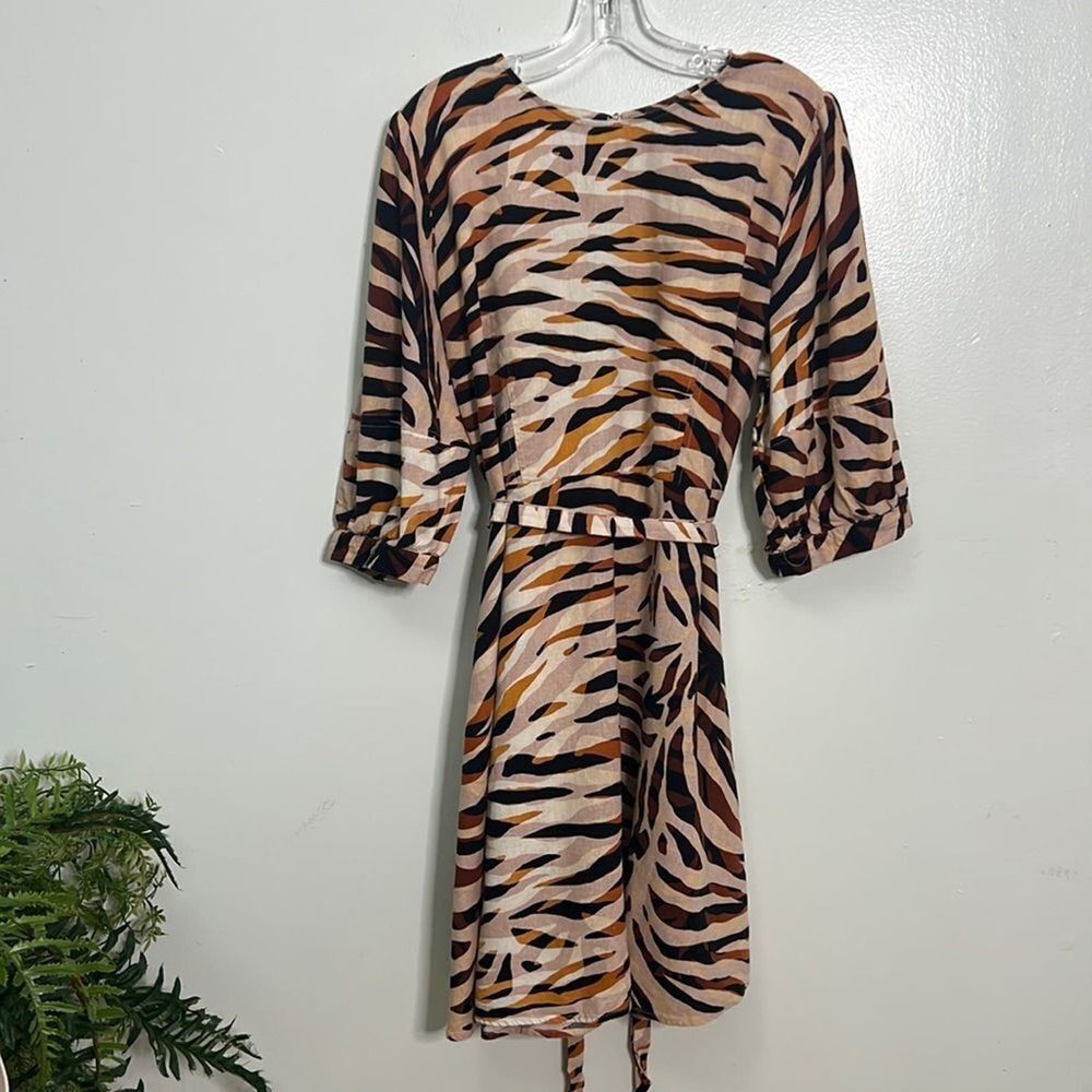 WHO WHAT WEAR ANIMAL LINEN BLEND PRINT DRESS SIZE XXL